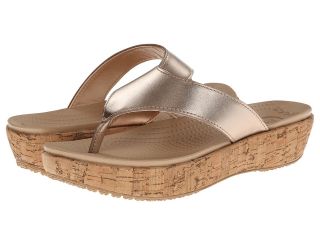 Crocs A Leigh Flip Flop Metallic Leather Womens Shoes (Gold)