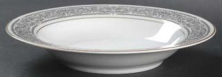 Mikasa Brindisi Rim Soup Bowl, Fine China Dinnerware   Black Scrolls On Rim, Whi