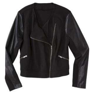 Pure Energy Womens Plus Size Moto Jacket   Black 4X