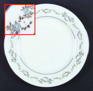 Noritake Leonore Dinner Plate, Fine China Dinnerware   Blue,Gray,White Floral Sw