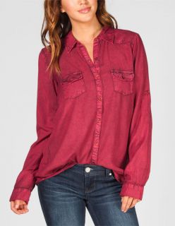 Mineral Wash Womens Challis Shirt Burgundy In Sizes Medium, X Large, Large
