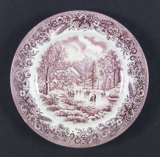 Churchill China Currier & Ives Brown Salad Plate, Fine China Dinnerware   Light