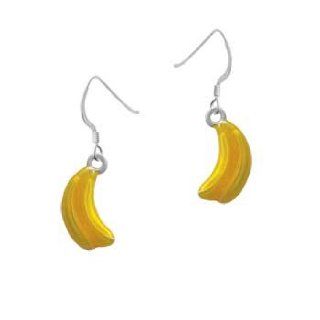 3 D Yellow Enamel Bananas Silver French Charm Earrings Delight & Co. Jewelry