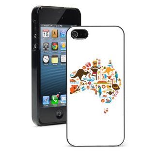 Apple iPhone 4 4S 4G Black 4B732 Hard Back Case Cover Color Australia Icons Map Cell Phones & Accessories