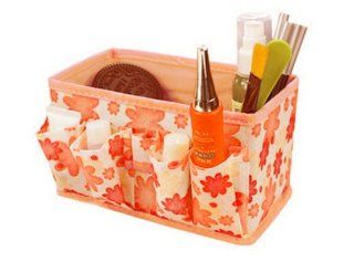 Pooqdo Newest Makeup Cosmetic Storage Box Bag Bright Organiser Foldable Makeup Stationary Container (Orange)  
