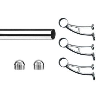 Bar Foot Rail Kit   Polished Stainless Steel Wall Mount  8' Length Kitchen & Dining