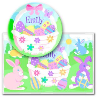 Olive Kids Easter Girls Personalized Meal Time Plate Set