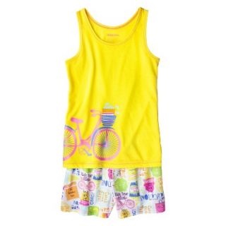 Xhilaration Girls 2 Piece Bicycle Tank Top and Short Pajama Set   Yellow L