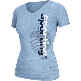 adidas Womens Sporting Kansas City Tri Blend Split V Neck T Shirt   Size Xl,