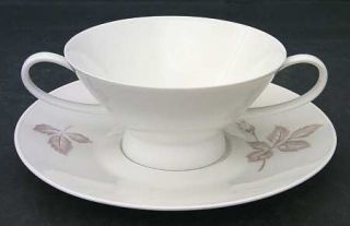 Rosenthal   Continental Classic Rose (White Rose, Brown Leaves) Footed Cream Sou