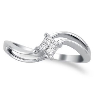 Jewelers 14k White Gold 1/10ct TDW Princess Diamond Engagement Ring