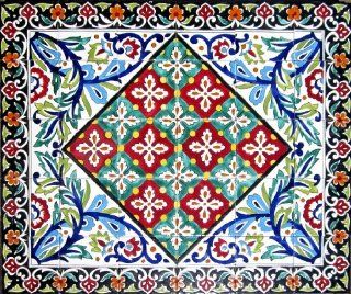 Decorative Ceramic Tiles Hand Painted Mosaic Murals Kitchen Bathroom Pool Patio Wall Art 36 Inch x 30 Inch  