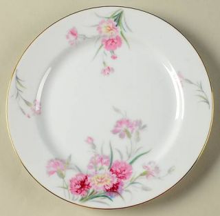 Noritake Amherst (Gold Trim) Salad Plate, Fine China Dinnerware   Pink Carnation