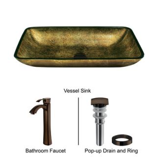 Vigo Rectangular Glass Bathroom sinkSink and Faucet   VGT157
