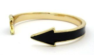 Black Enamel Gold Metal Archery Design Arrow Cuff Bracelet Jewelry