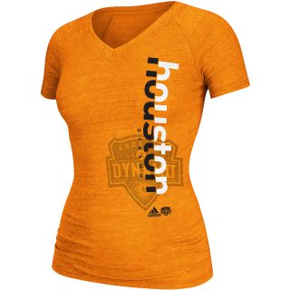 adidas Womens Houston Dynamo Tri Blend Split V Neck T Shirt   Size Medium,