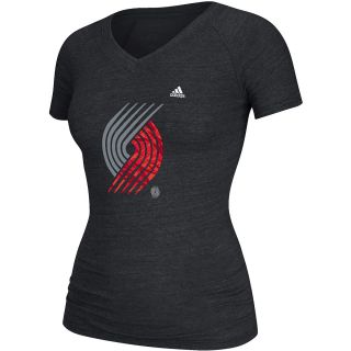 adidas Womens Portland Trail Blazers Tri Blend Pattern Logo Short Sleeve T 