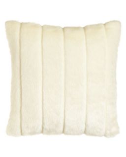 White Faux Fur Pillow, 17Sq.