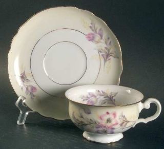 Paul Muller Belmont, The Footed Cup & Saucer Set, Fine China Dinnerware   Pink/P