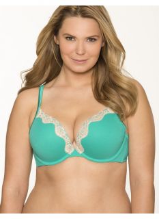 Lane Bryant Plus Size Cotton boost plunge bra with lace     Womens Size 40C,
