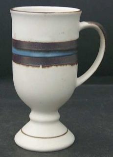 Otagiri Horizon Pedestal Mug, Fine China Dinnerware   Gray With Blue Stripes, St