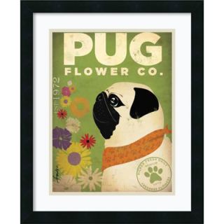 Amanti Art Pug Flower Co. Framed Print By Stephen Fowler