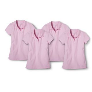 Cherokee Girls School Uniform 4 Pack Short Sleeve Pique Polo   Woodrose Pink