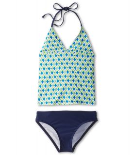 Splendid Littles Pop Geo Tankini Retro Pant Girls Swimwear Sets (Blue)