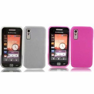 2 Pack Gel Case Cover Skin For Samsung Tocco Lite S5230 / Off White And Pink Electronics