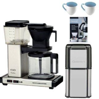 Technivorm Moccamaster 9592 Thermal KB 741 Ao Coffee Brewer w/ Glass Decanter + Cuisinart DCG 12BC Refurbished Grind Central Coffee Grinder + Urnex Dezcal Descaler + 2 Cappuccino Cups Super Automatic Pump Espresso Machines Kitchen & Dining