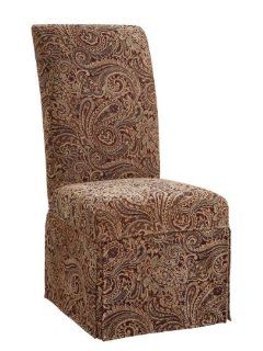 Powell Teak, Scarlet & Green Paisley Tapestry Skirted "Slip Over", 1 Pack Candle (Fits 741 440 Chair)   Dining Chairs