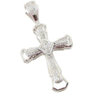 Mens 14k White Gold 0.49ctw diamond Fancy gold and diamond cross 37847S 25 mm wide and 49 mm tall AM Jewelry