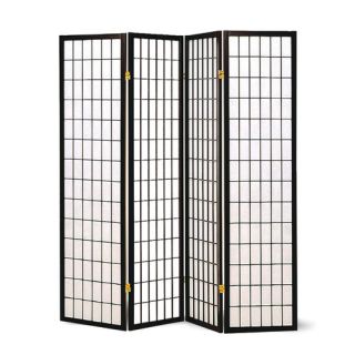 Quincy Four Panel Japanese Style Folding Screen in Black