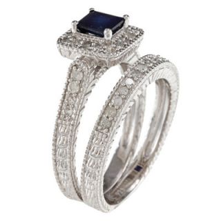 Designer Diamonds Sterling Silver Genuine Princess Cut Sapphire and