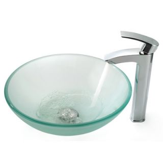 Kraus Frosted Vessel Sink and Visio Bathroom Faucet   C GV 10