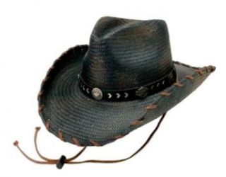 Harley Davidson Men's Cowboy Western Straw Hat. HD 723 at  Mens Clothing store