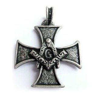 Silver Nordic Knights Templar Free Masons Cross Pendant 925 St Sterling Silver Plated Germanic symbol 35 x 35 mm 925 Altsiber finish two sided design Freemasonry Royal Art Of Brotherhood And Humanity Enlightenment 