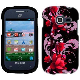 Samsung Galaxy Centura Red Flower on Black Phone Case Cover Cell Phones & Accessories
