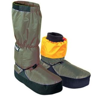 TAIGA Expedition Booties   Men's & Women's Water Resistant Down Filled Booties Footwarmers, Olive, MADE IN CANADA, Large (up to men's shoe size 10.5)  Camping Foot Warmers  Sports & Outdoors