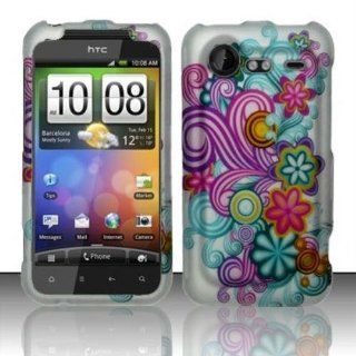 Rubberized Purple/Blue Flowers Design for HTC HTC Incredible 2 6350 Cell Phones & Accessories