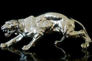 Silver Plated Tiger Statue   Home Decor Accents