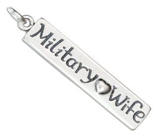 Sterling Silver "Military Wife" Charm with Heart Jewelry