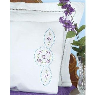 Jack Dempsey Stamped Pillowcases With White Perle Edge 2/Pkg Vintage Circles; 2 Items/Order