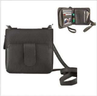 Sanis Black Deluxe Snake Skin Design Cross Body Bag or Wristlet Phone Case Wallet Holds iPhone, Blackberry, Smart Phone, Credit Cards & Cash Electronics