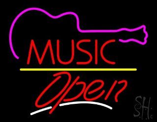 Music Script2 Open Yellow Line Outdoor Neon Sign 24" Tall x 31" Wide x 3.5" Deep  Business And Store Signs 