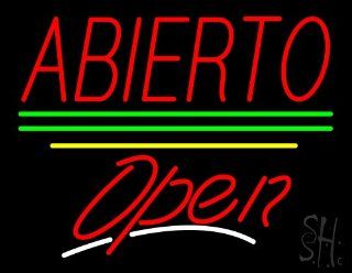 Abierto Script2 Open Yellow Line Outdoor Neon Sign 24" Tall x 31" Wide x 3.5" Deep  Business And Store Signs 