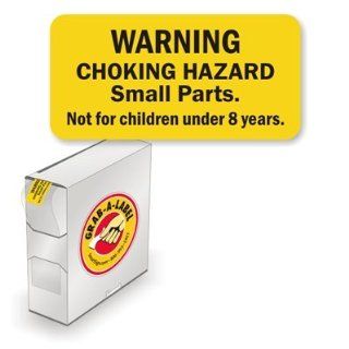 Warning Choking Hazard Small Parts. Not For Children Under 8 Years Old (750 Labels), Semi Gloss Paper Grab a Label Dispenser Box, 750 Labels / Box, 1" x 0.5"  Shipping Labels 