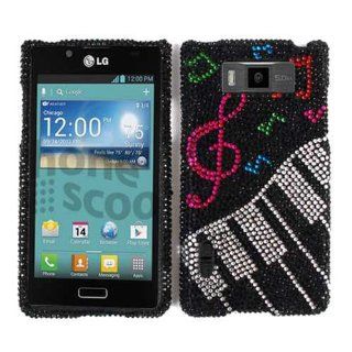 ACCESSORY BLING STONES COVER CASE FOR LG SPLENDOR / VENICE US 730 MUSIC NOTES PIANO Cell Phones & Accessories