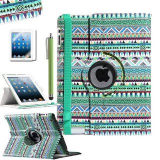 Pandamimi ULAK(TM) Aztec Tribal 360 Degree Rotating Pu Leather Case Cover Stand for Apple Ipad 2 3 4 W/Screem Protector/Touch Stylus(Green) Computers & Accessories