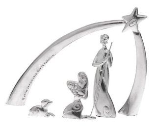 Serenity Holy Family Nativity with Arch, Set of 5, Pewter   Christmas Ornaments